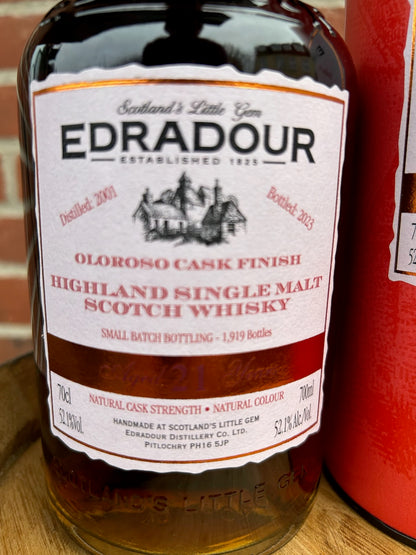 Edradour 21 år, 52,1%, 2001/2023 Oloroso Cask Finish Single Malt whisky.
